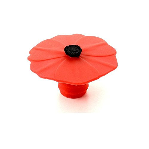 Bouchon hermétique Charles Viancin - silicone souple orné d'un coquelicot rouge