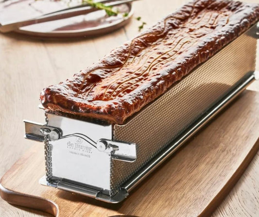Moule à pâté en croûte dépliable inox perforé Geoforme De Buyer - Inox 18/10 perforé, entièrement dépliable