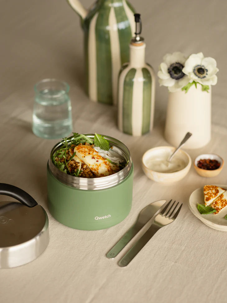 Boîte repas isotherme inox avec poignée - 850 ml - Qwetch