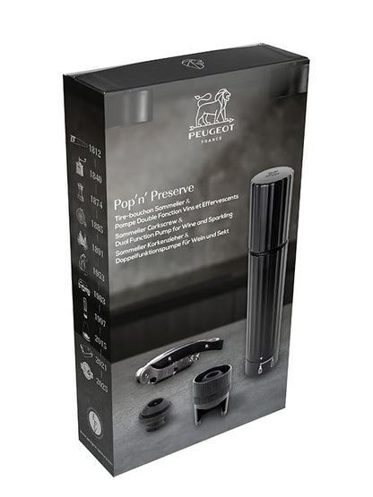 Coffret tire-bouchon sommelier et pompe double fonction vins et effervescents Pop‘n Preserve - Peugeot
