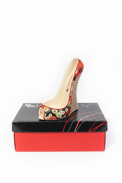 Porte-bouteille Ludi-Vin en forme d'escarpin à motif floral