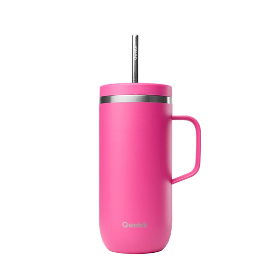 Cold cup isotherme Qwetch 600 ml - magenta mat avec anse et paille