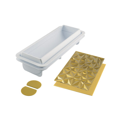 Kit bûche Diamond Silikomart : support et tapis en silicone, vus seuls