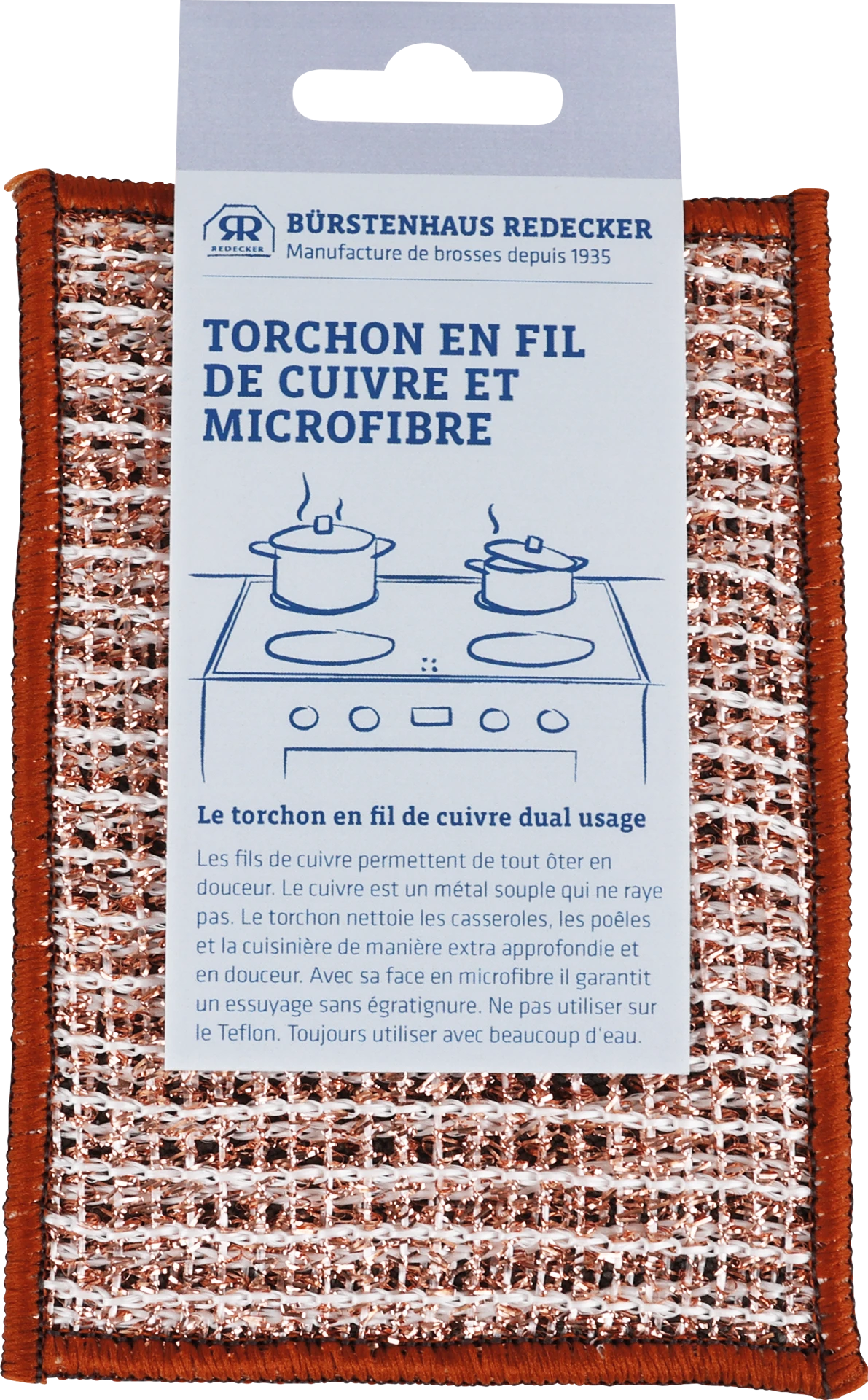 Torchon Redecker double face en fils de cuivre et microfibre