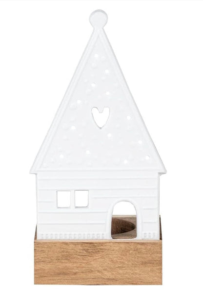 Bougeoir maison en porcelaine et bois Räder porcelaine blanche