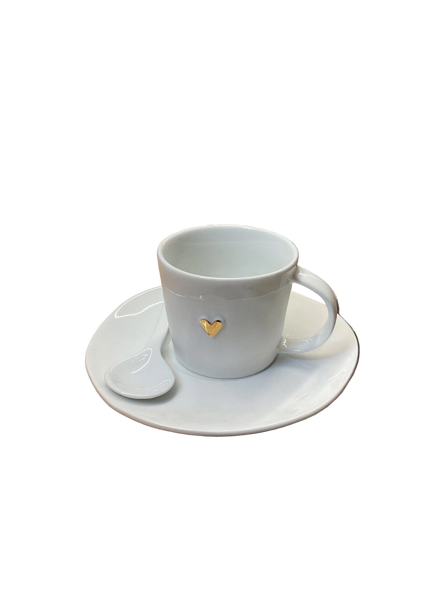 Tasse cœur doré dia 6 x h 5 cm Räder porcelaine blanche