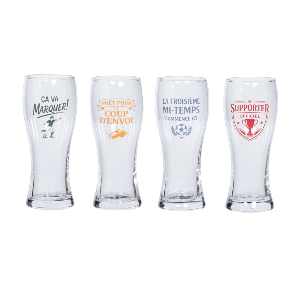 Verres Brasserie Trend'Up - coffret de 4 verres aux étiquettes colorées