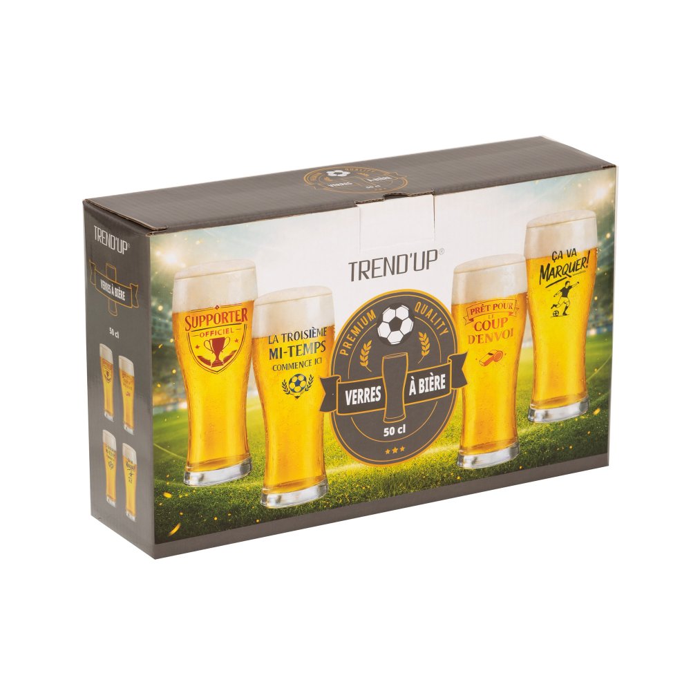 Verres Brasserie Trend'Up - coffret de 4 verres aux étiquettes colorées