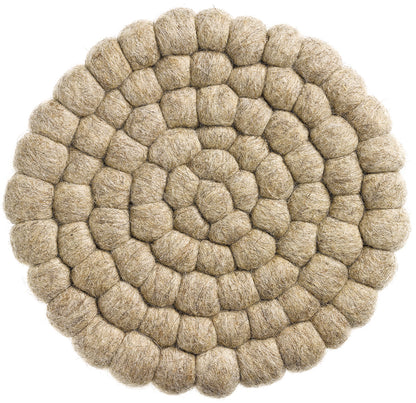 Dessous de plat Brian Naturel en boules de laine tressées, motif circulaire