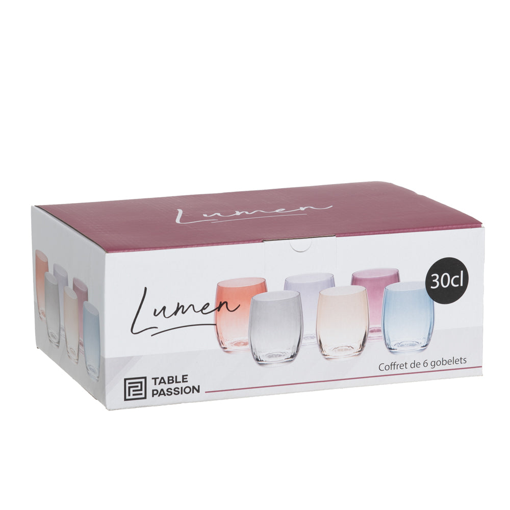 Coffret de 6 gobelets Lumen 30 cl - Table Passion