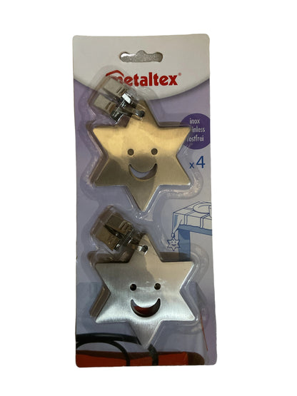 Lot de 4 fixe-nappes Metaltex en acier inoxydable