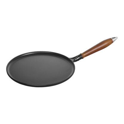 Crêpière avec poignée en bois 28 cm, Fonte, Noir mat - Staub