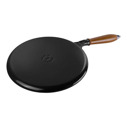 Crêpière avec poignée en bois 28 cm, Fonte, Noir mat - Staub