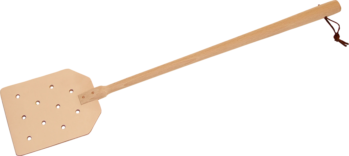Tapette à mouches Redecker en cuir, manche en bois de hêtre