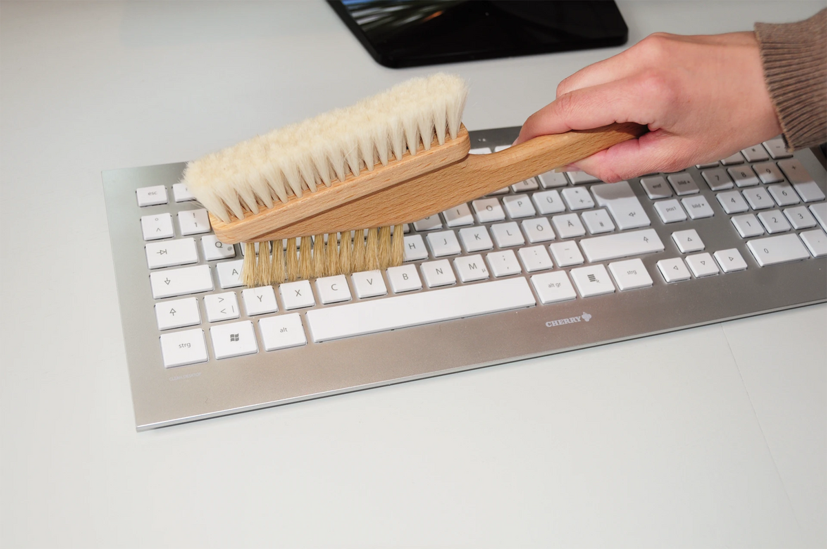 Brosse à ordinateur Redecker en poil de chèvre antistatique
