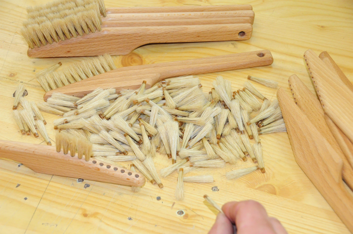 Brosse à ordinateur Redecker en poil de chèvre antistatique