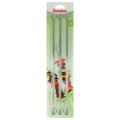 6 brochettes chromées 35 cm - Metaltex