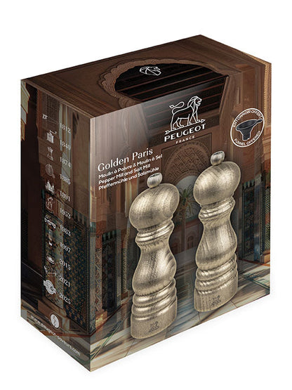 Golden Paris Duo moulins à poivre et à sel 18 cm finition dorée - Peugeot