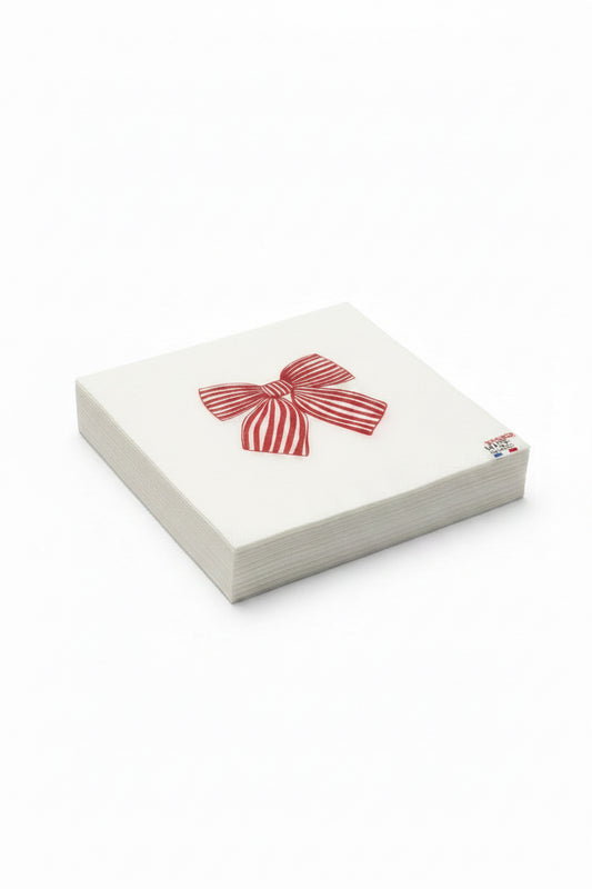 Serviette cocktail motif nœud rouge minimaliste
