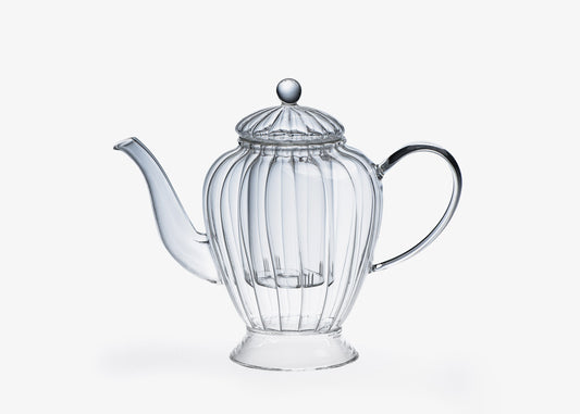 Théière en verre Hanoï Dammann Frères - verre cannelé transparent et filtre en verre