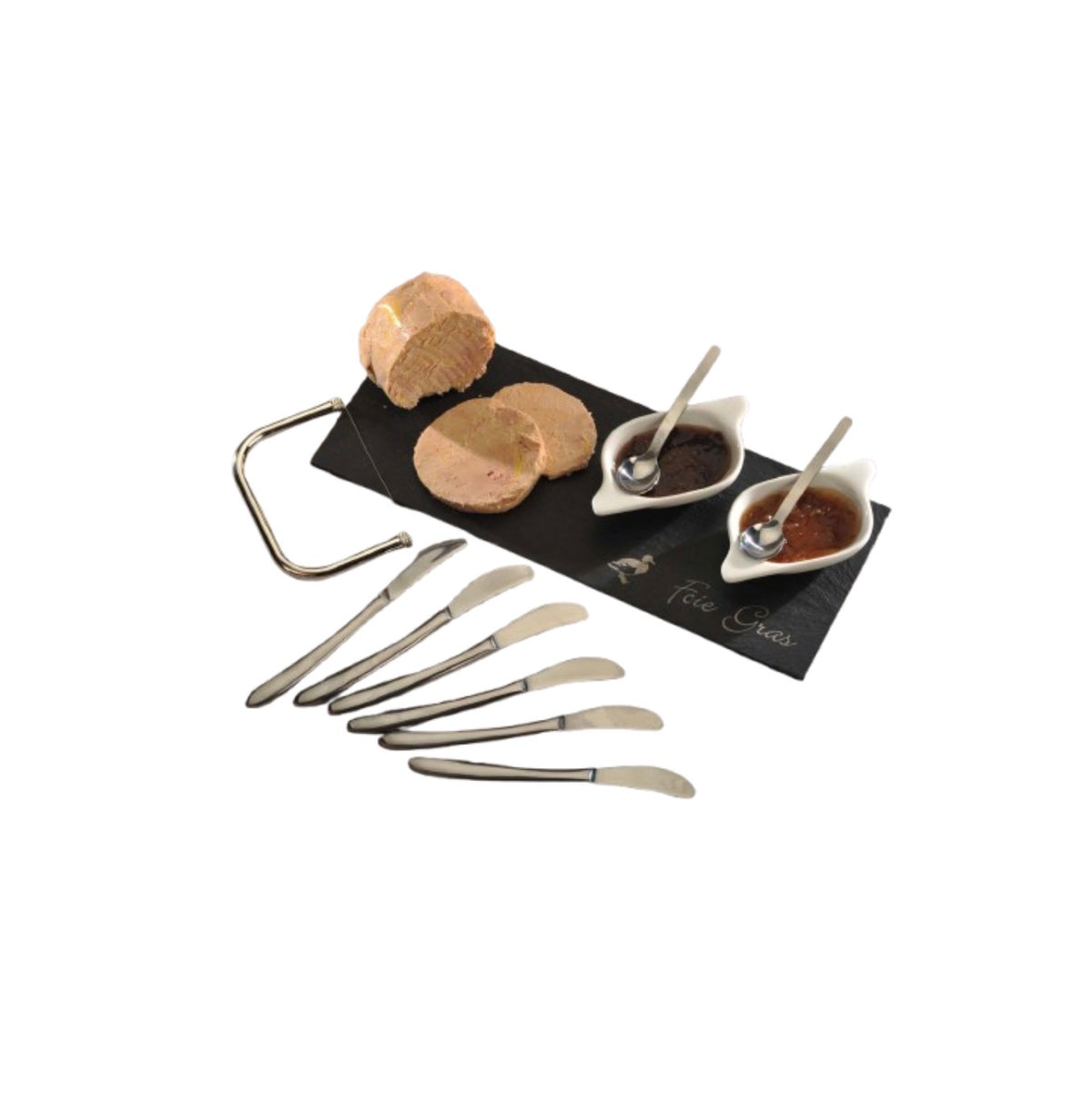 Coffret service à foie gras Lebrun avec ardoise et lyre