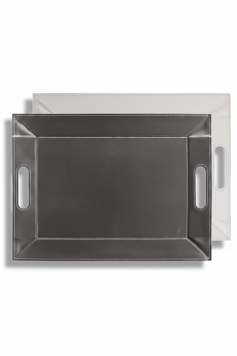 Plateau bicolore réversible en similicuir 45X35cm - Freeform