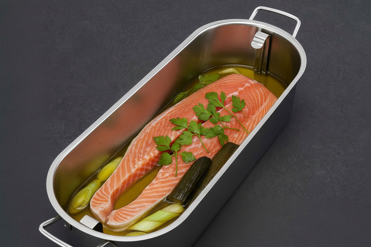 Poissonnière Beka en inox de 60 cm avec grille et couvercle