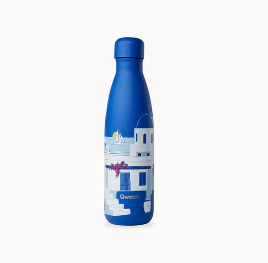 Bouteille isotherme Qwetch 500 ml - décor Thera bleu Majorelle