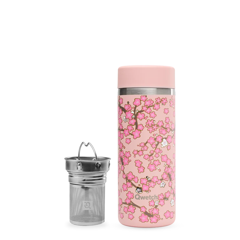 Théière inox isotherme 400ml  flowers pastel rose - Qwetch