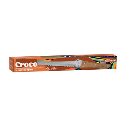 Couteau à pain Croco Roger Orfèvre - manche en olivier et lame crantée
