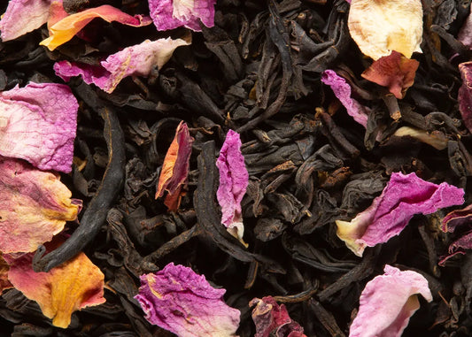 Thé noir Nosy Bey Dammann Frères - feuilles et pétales de fleurs à la vanille
