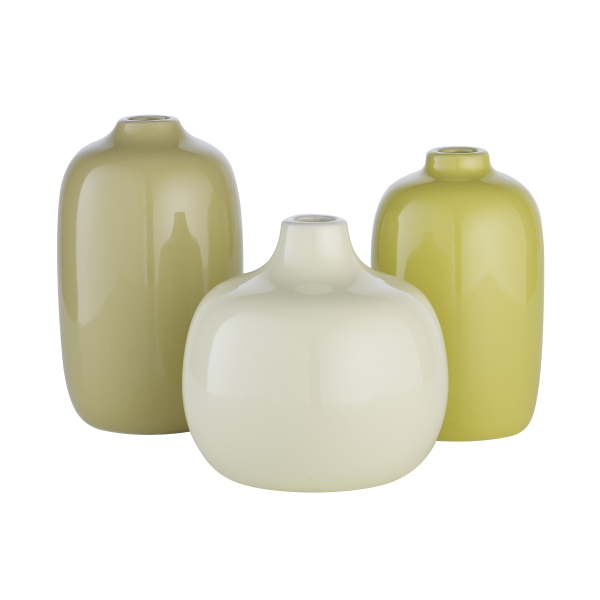Lot de 3 vases Ceola Blomus - céramique brillante dans trois tons jaunes
