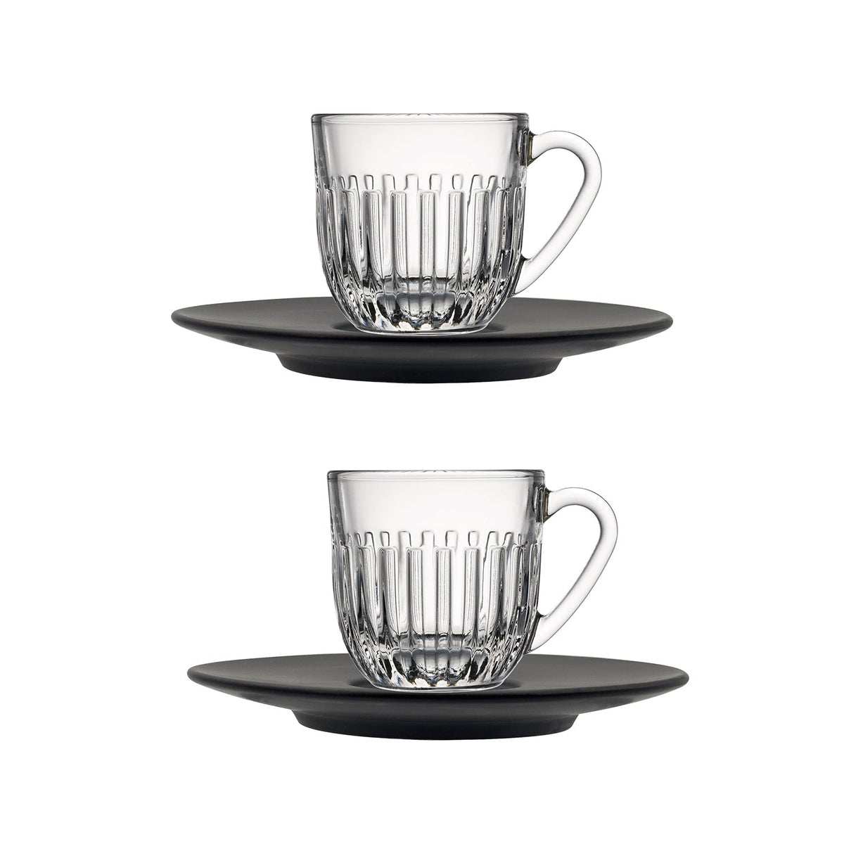 Coffret 2 tasses expresso Ouessant + 2 sous-tasses anthracite - La Rochère