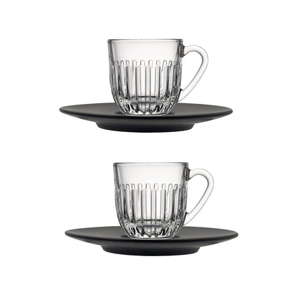 Coffret 2 tasses expresso Ouessant + 2 sous-tasses anthracite - La Rochère