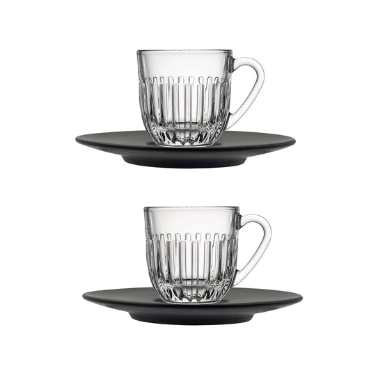 Coffret 2 tasses expresso Ouessant La Rochère et sous-tasses anthracite
