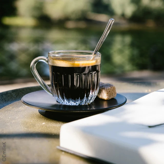 Coffret 2 tasses expresso Ouessant + 2 sous-tasses anthracite - La Rochère