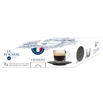 Coffret 2 tasses expresso Ouessant + 2 sous-tasses anthracite - La Rochère