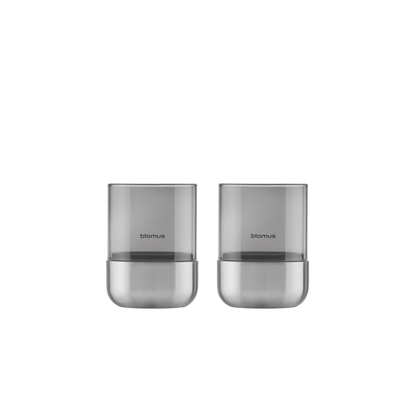 Photophores Calma XS Blomus - inox mat et verre fumé