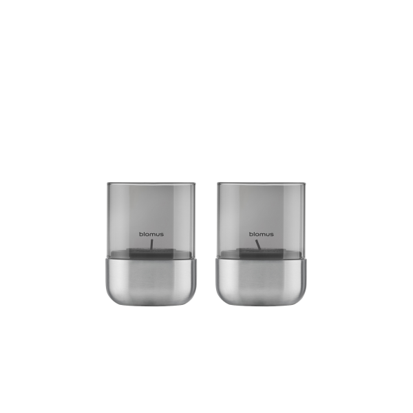 Photophores Calma XS Blomus - duo de photophores au verre fumé