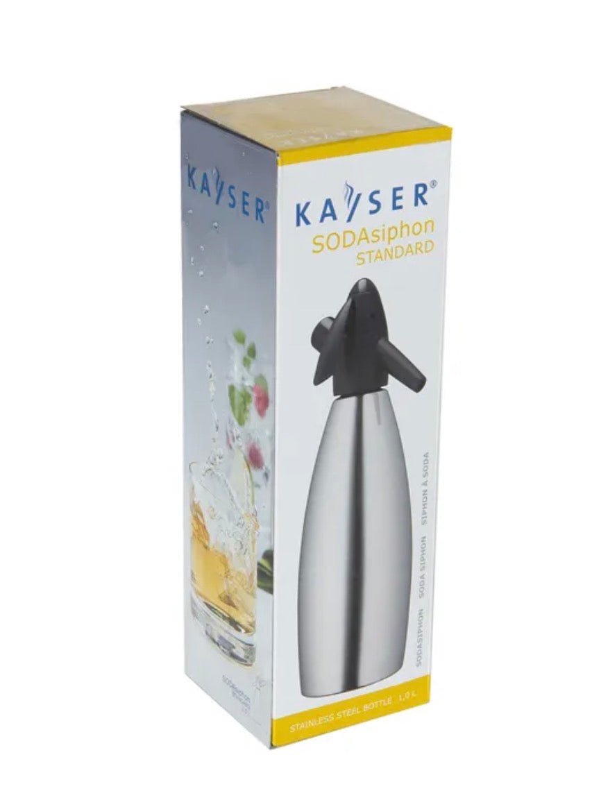 Siphon à soda Kayser en inox avec tête noire