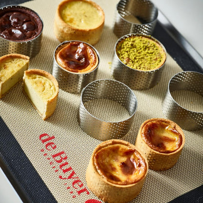 Cercle à tarte rond VALRHONA, inox perforé Ht 3,5 cm - De Buyer