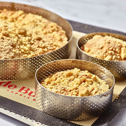 Cercle à tarte rond VALRHONA, inox perforé Ht 3,5 cm - De Buyer