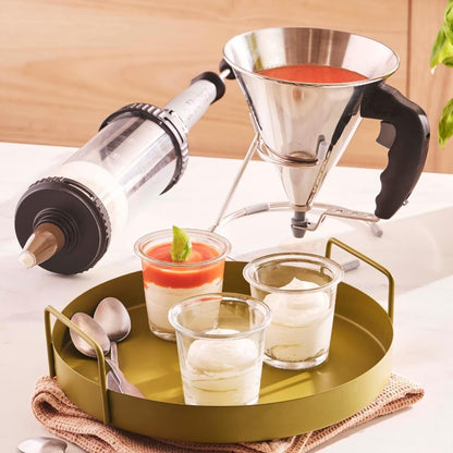 Entonnoir à piston avec pied 0,8L en inox - De Buyer