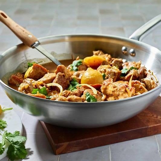 Wok inox Alchimy De Buyer 28 cm - inox multicouche à fond large