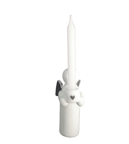 Bougie ange gardien argent Räder porcelaine blanche