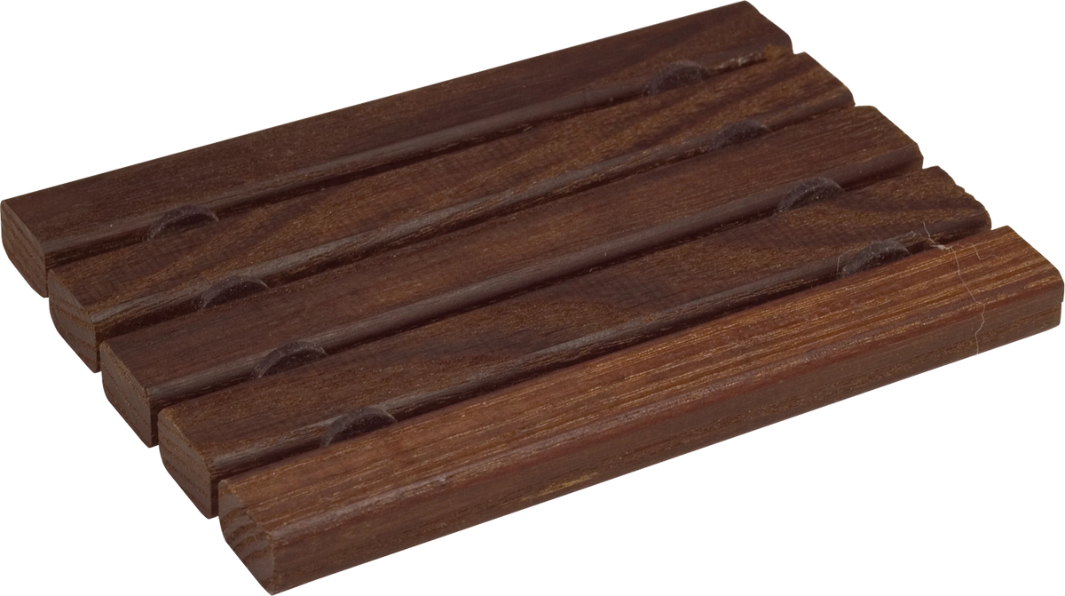Porte-savon rectangulaire Redecker en thermobois sur grille inox