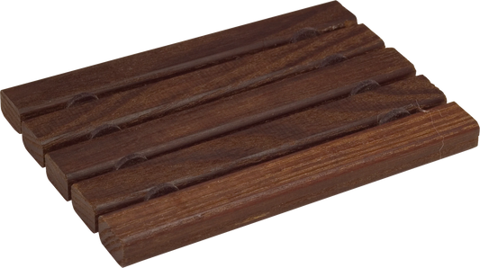 Porte-savon rectangulaire Redecker en thermobois sur grille inox