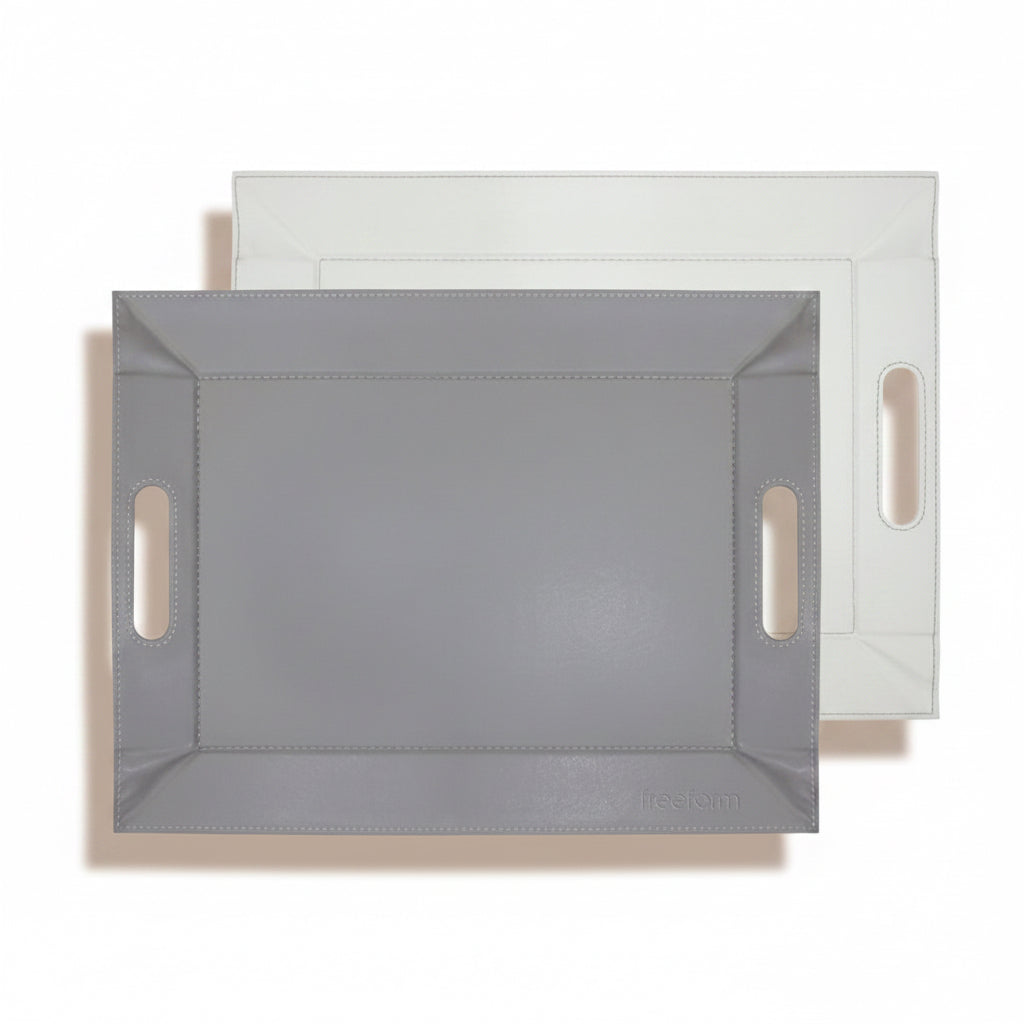 Plateau bicolore réversible en similicuir 45X35cm - Freeform