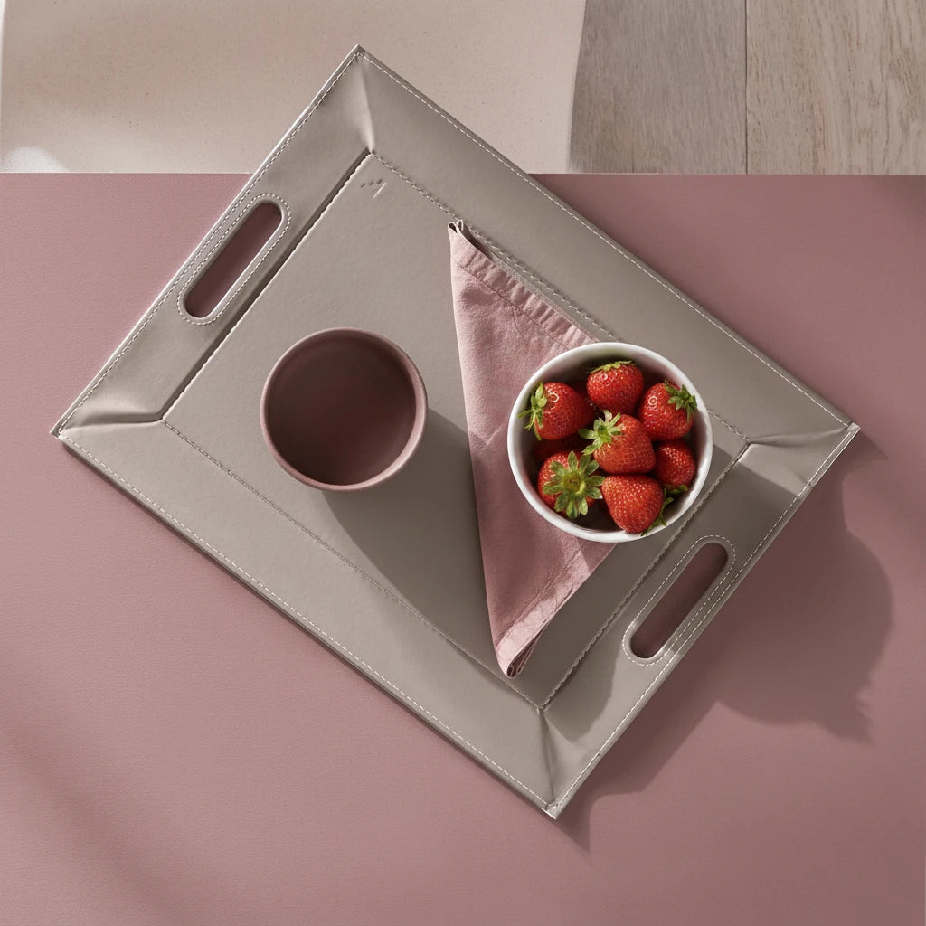 Plateau bicolore réversible en similicuir 45X35cm - Freeform