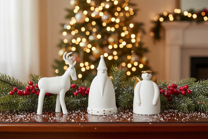 Set Père Noël, ange et renne Räder porcelaine blanche